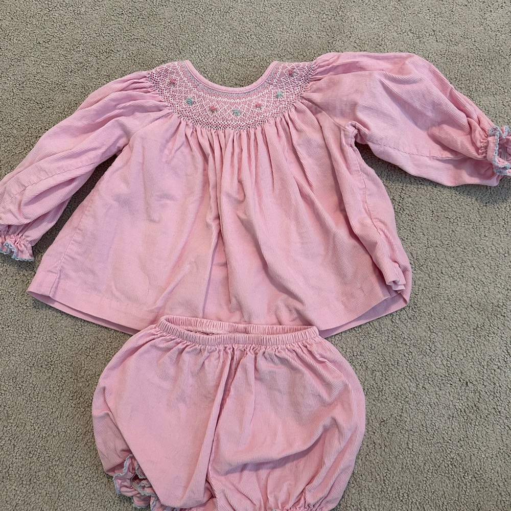 Pink Smocked Long-Sleeve Set